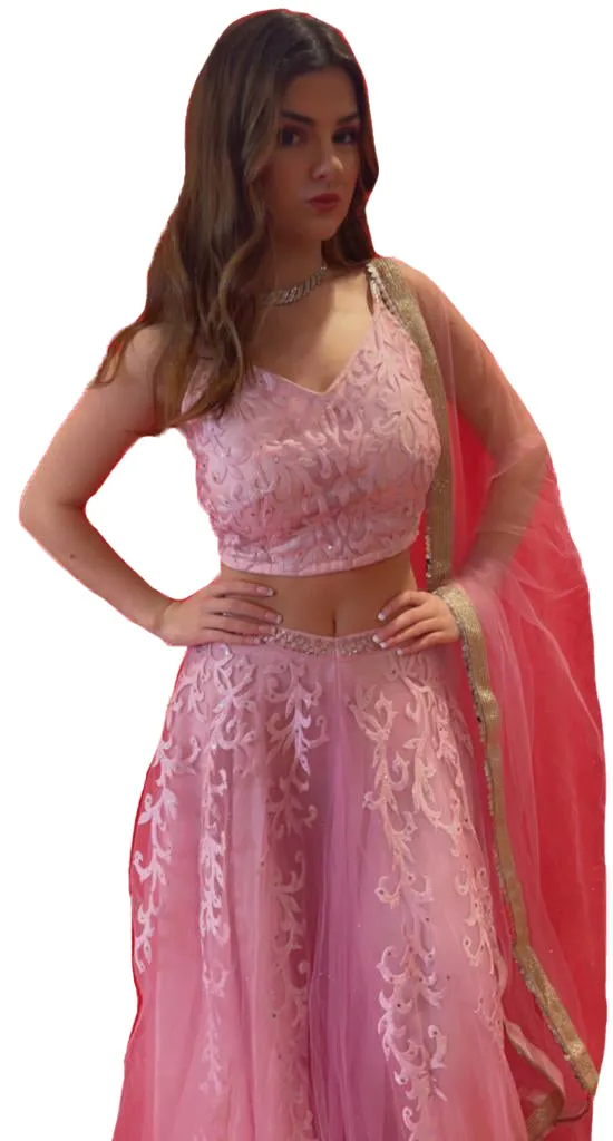 A Classy Lilac Colored Lehenga Choli With Beautiful Thred Work Set - Rent