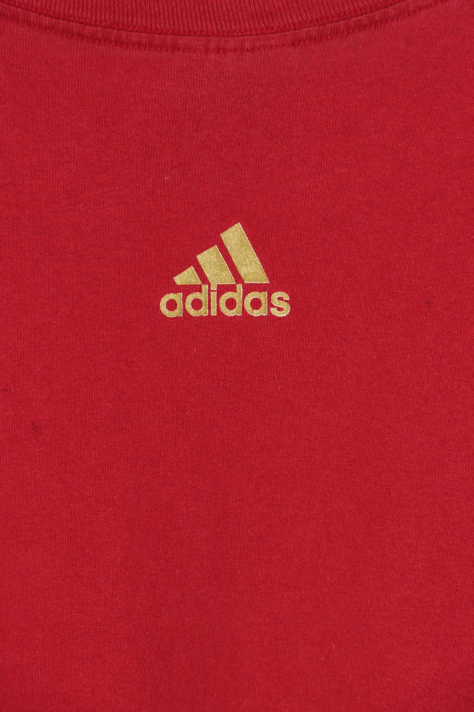 ADIDAS Red & Gold Logo Spell Out Tee (XL)