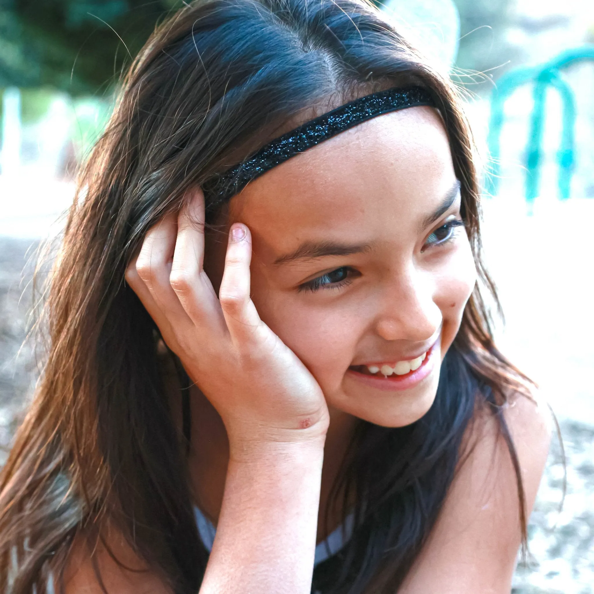 Adjustable No Slip Thin Glitter Headbands - 6 Pack