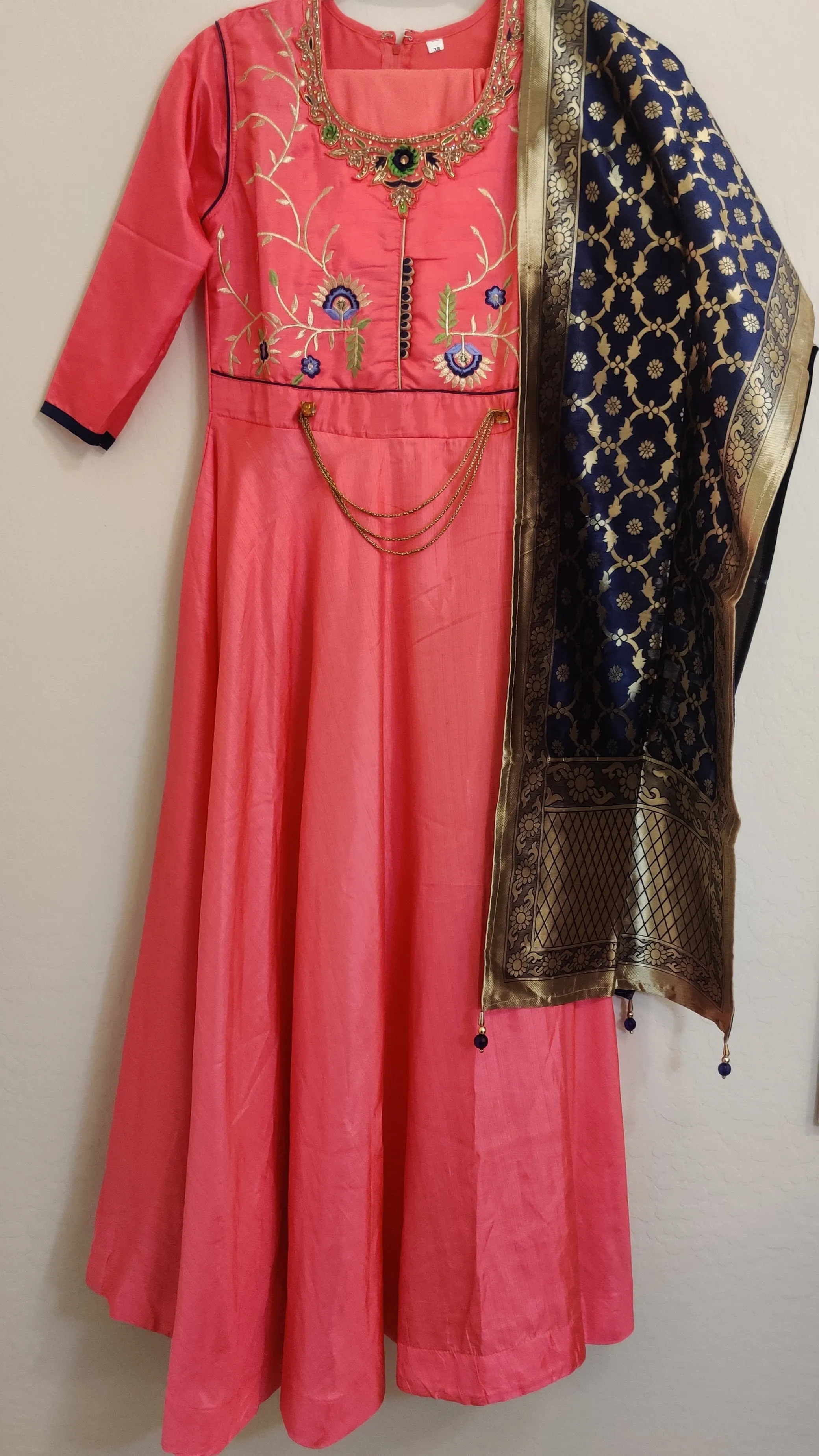 Appealing Long Two Tone Art Silk Salwar Suit With Unique Banarasi Dupatta