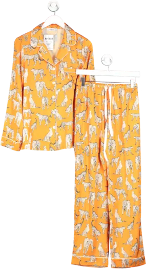 ARYA Orange Leonie Cheetah Print Pyjama Set UK S