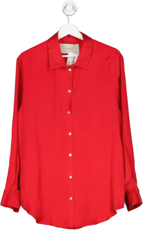 Asceno Red Silk Pyjama Top UK L