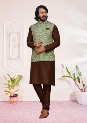 Attractive Maroon Color Fancy Wedding Kurta Pajama With Jacket