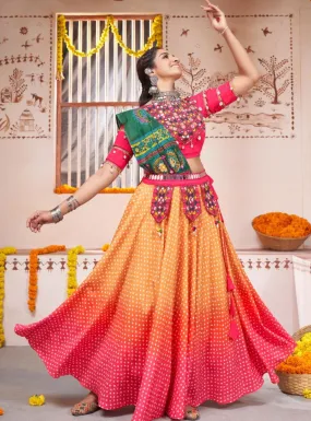 BEAUTIFUL NAVRATRI OMBRE COLOR LEHENGA CHOLI SET - RENT