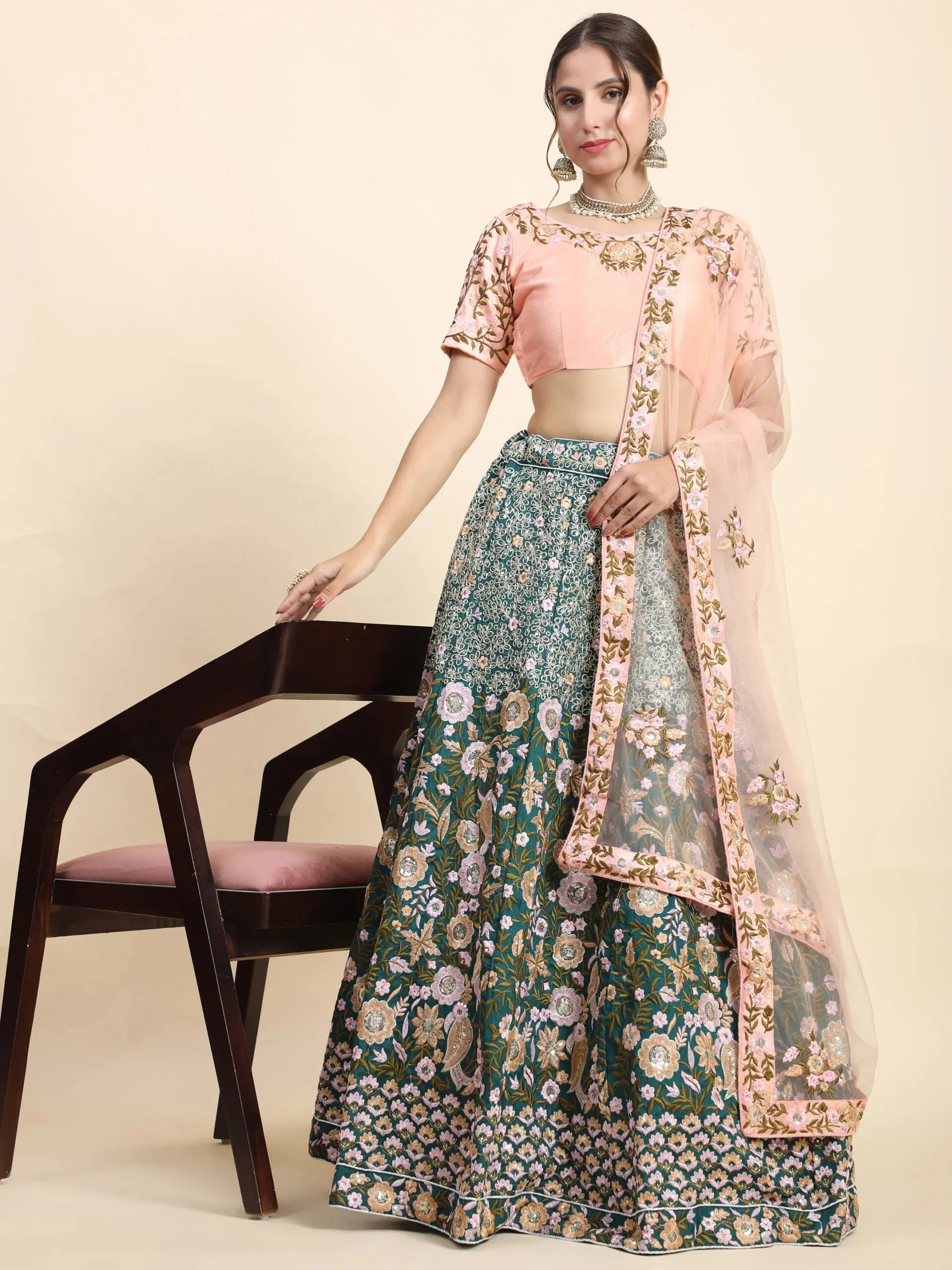 BEAUTIFUL-RAMA-GREEN-FOX-GEORGETTE-SEQUENCE