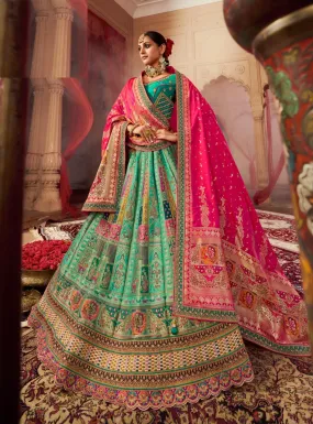 BEAUTIFUL ROYAL MINT GREEN LEHENGA SET - RENT