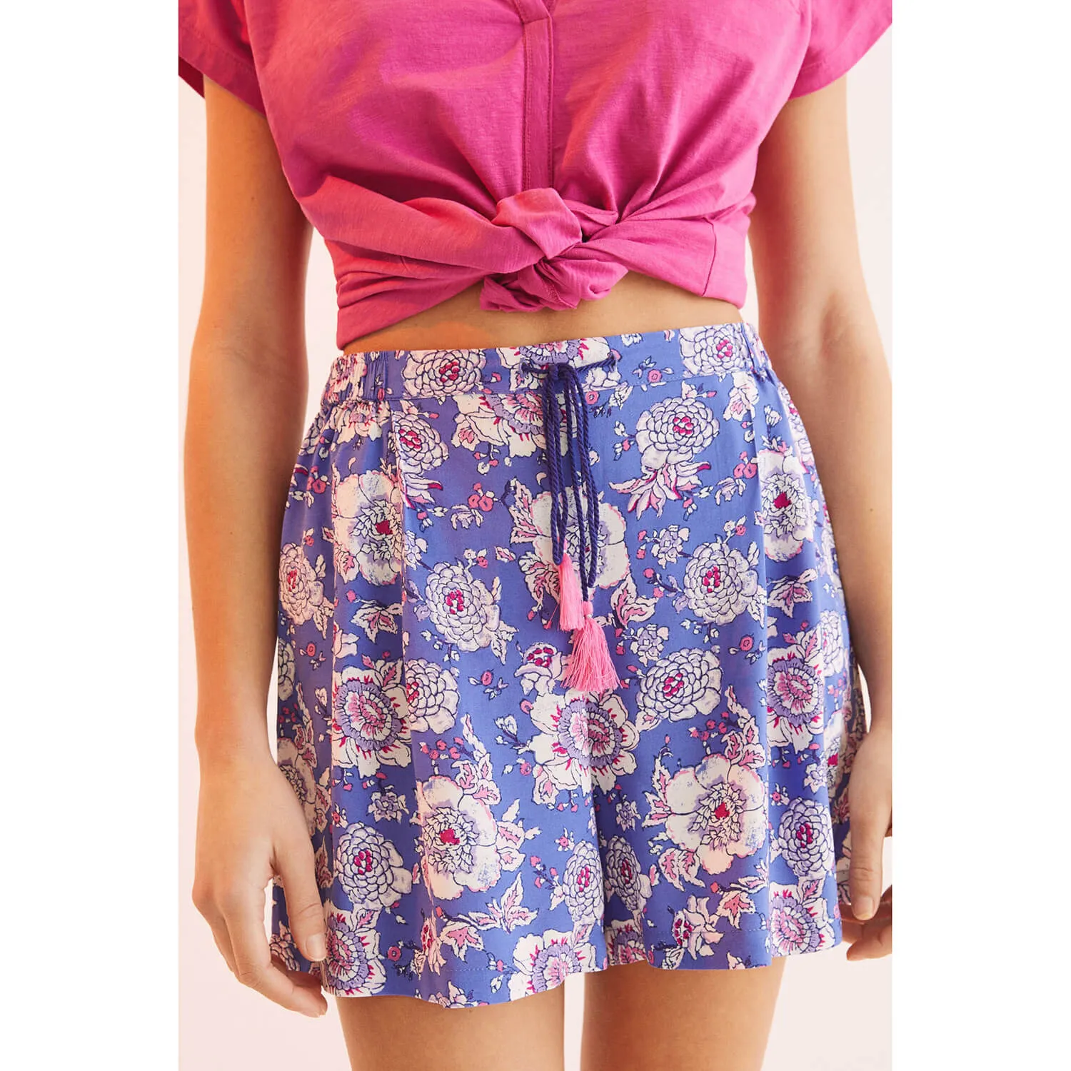 Blue Printed Pyjama Shorts - Blue