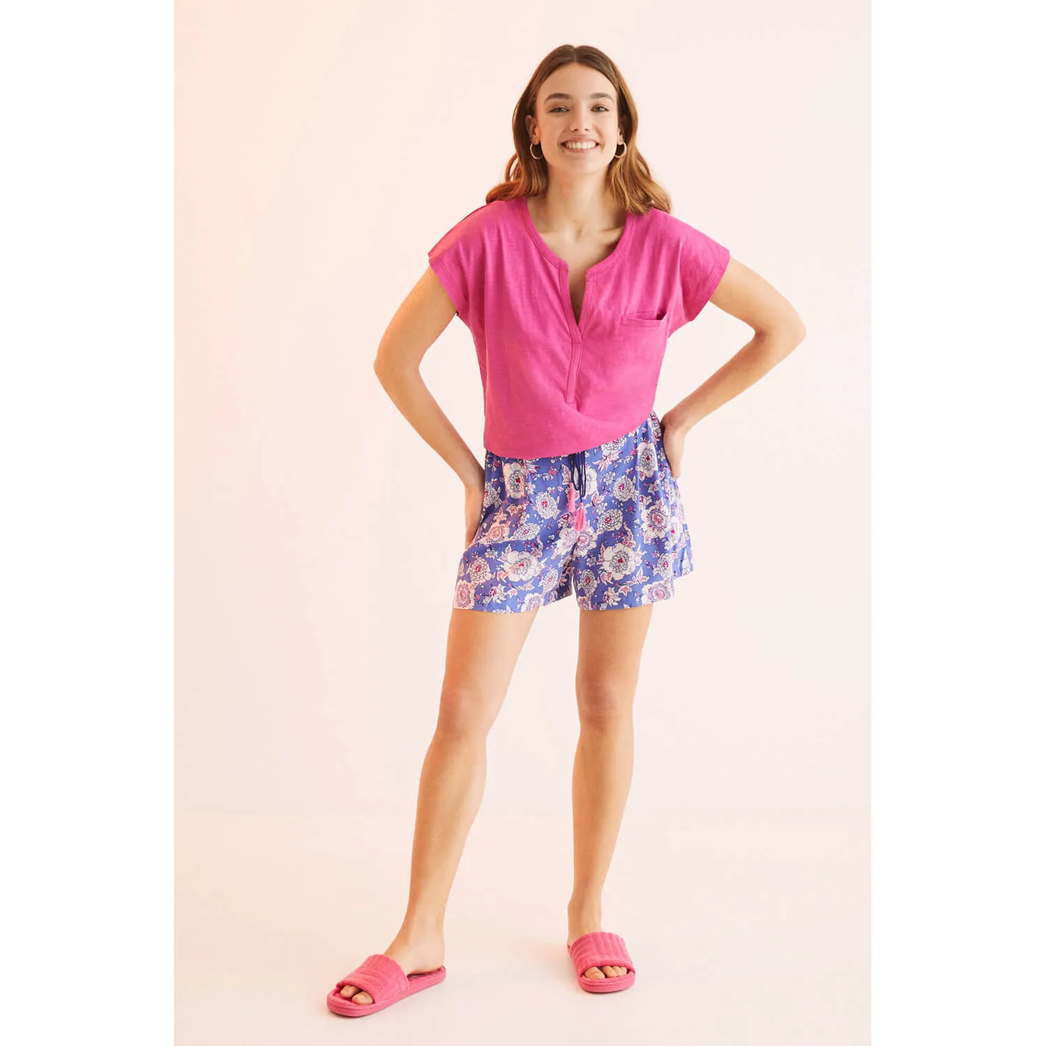 Blue Printed Pyjama Shorts - Blue