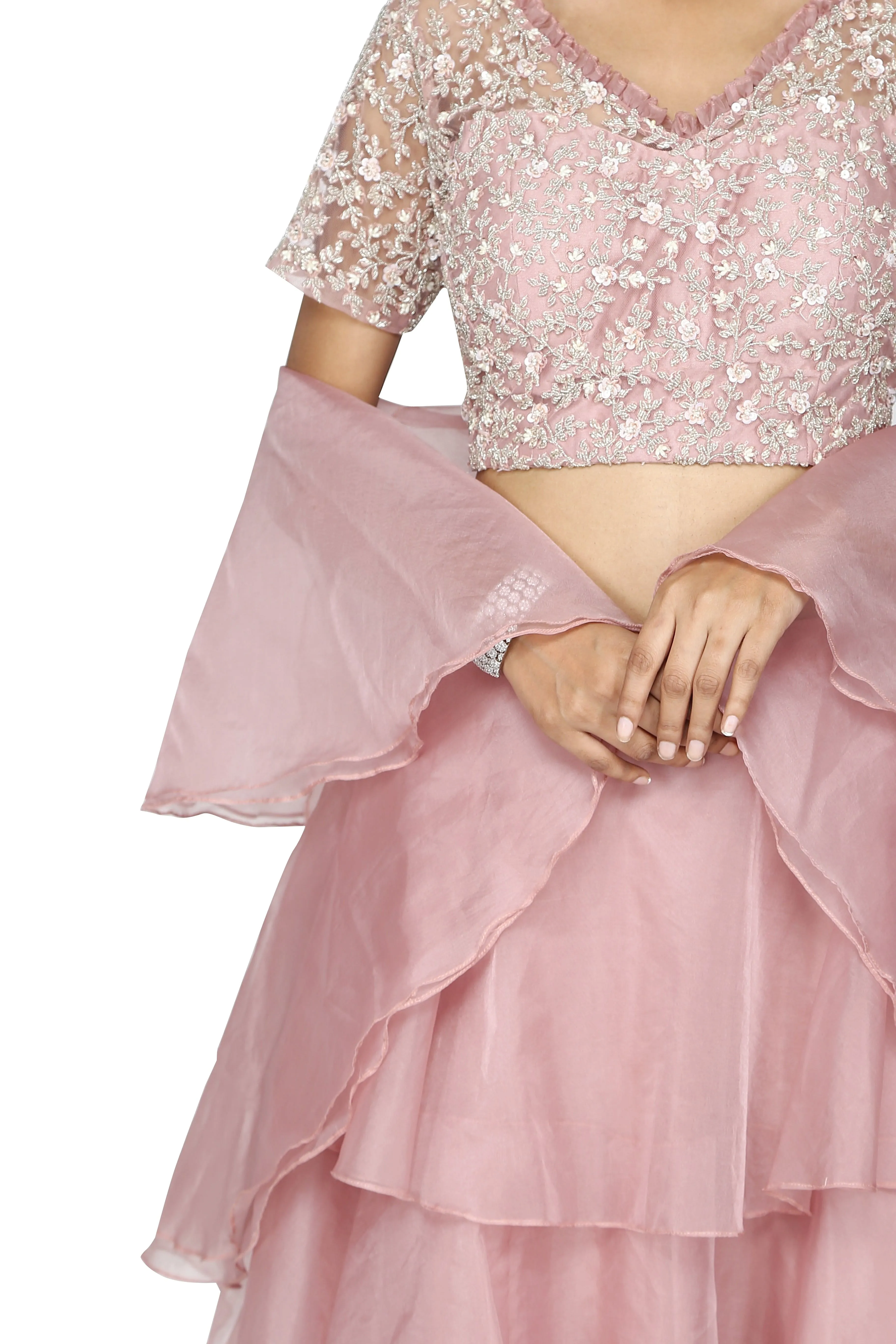 Blush pink lehenga set.