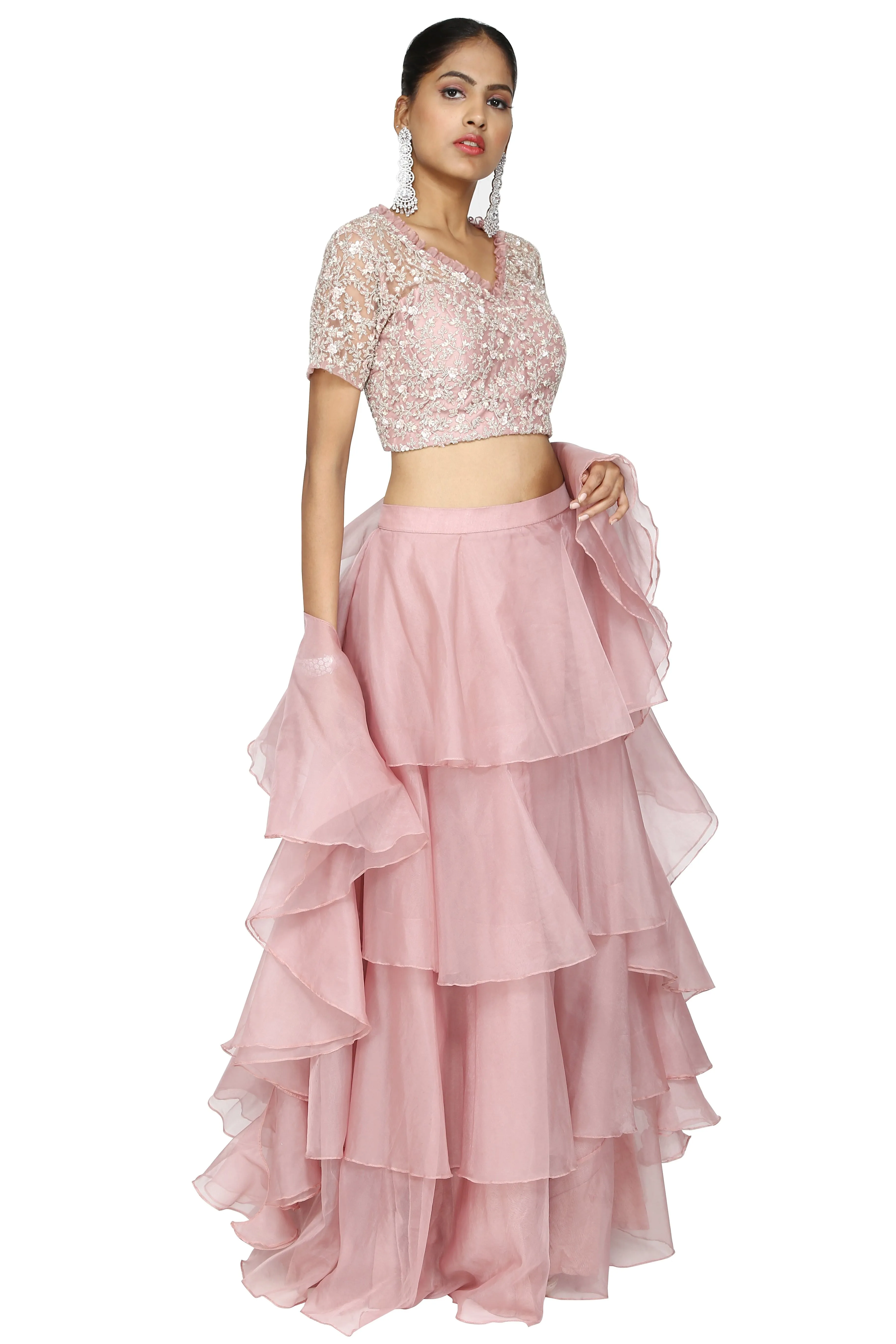 Blush pink lehenga set.