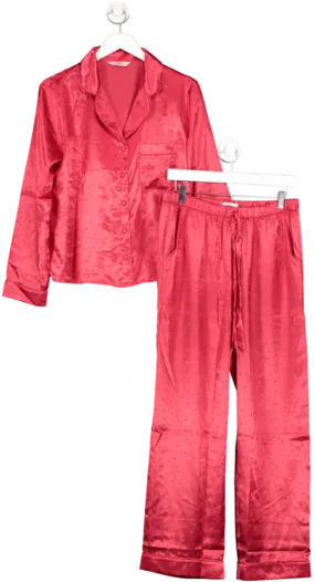 boux avenue Red Star Satin Pyjama Set UK 12