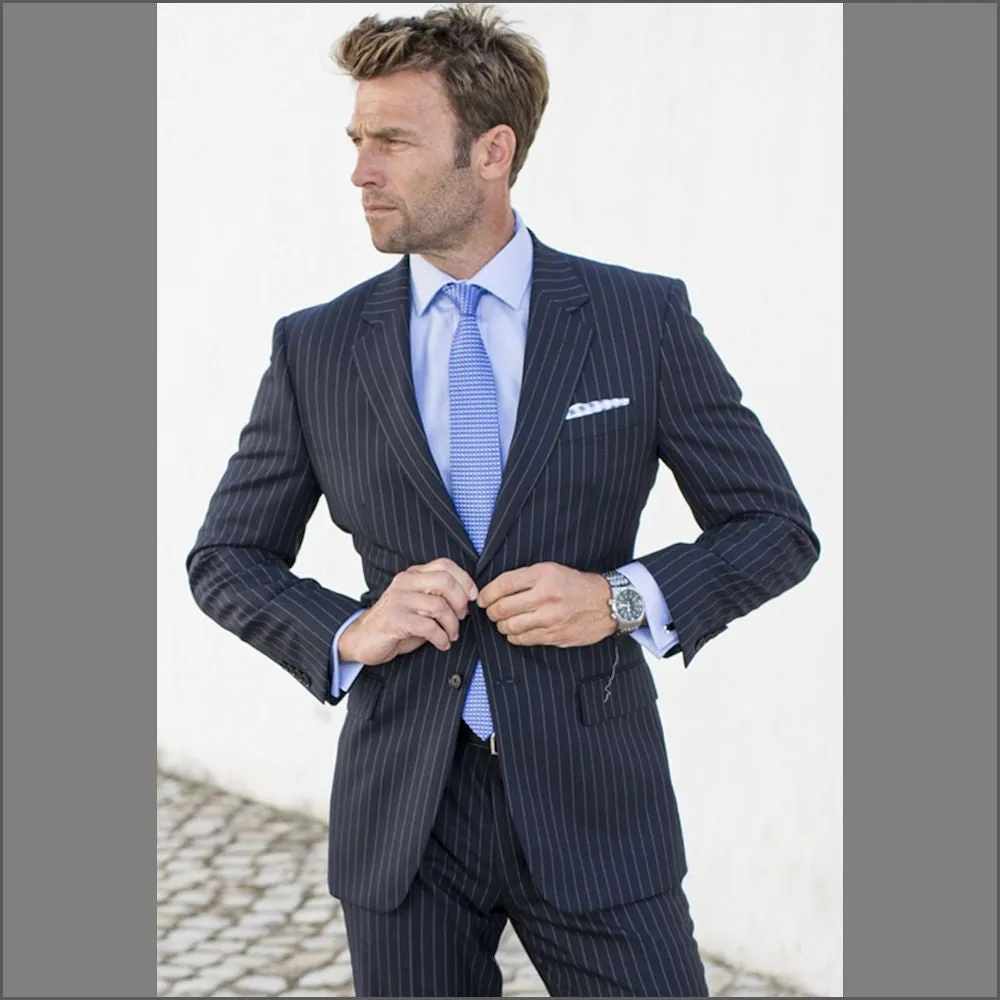 Brook Taverner Epsom Navy Pinstripe Super 110's Suit***