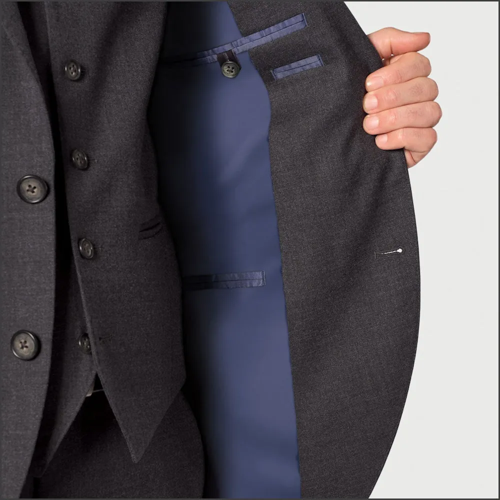 Brook Taverner Wells Wool Blend Charcoal Suit - Waistcoat Optional<><>