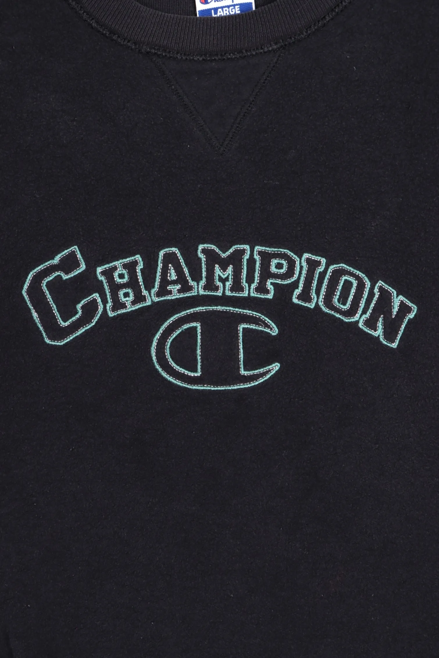 CHAMPION Embroidered Outline Logo Black Sweatshirt (L)