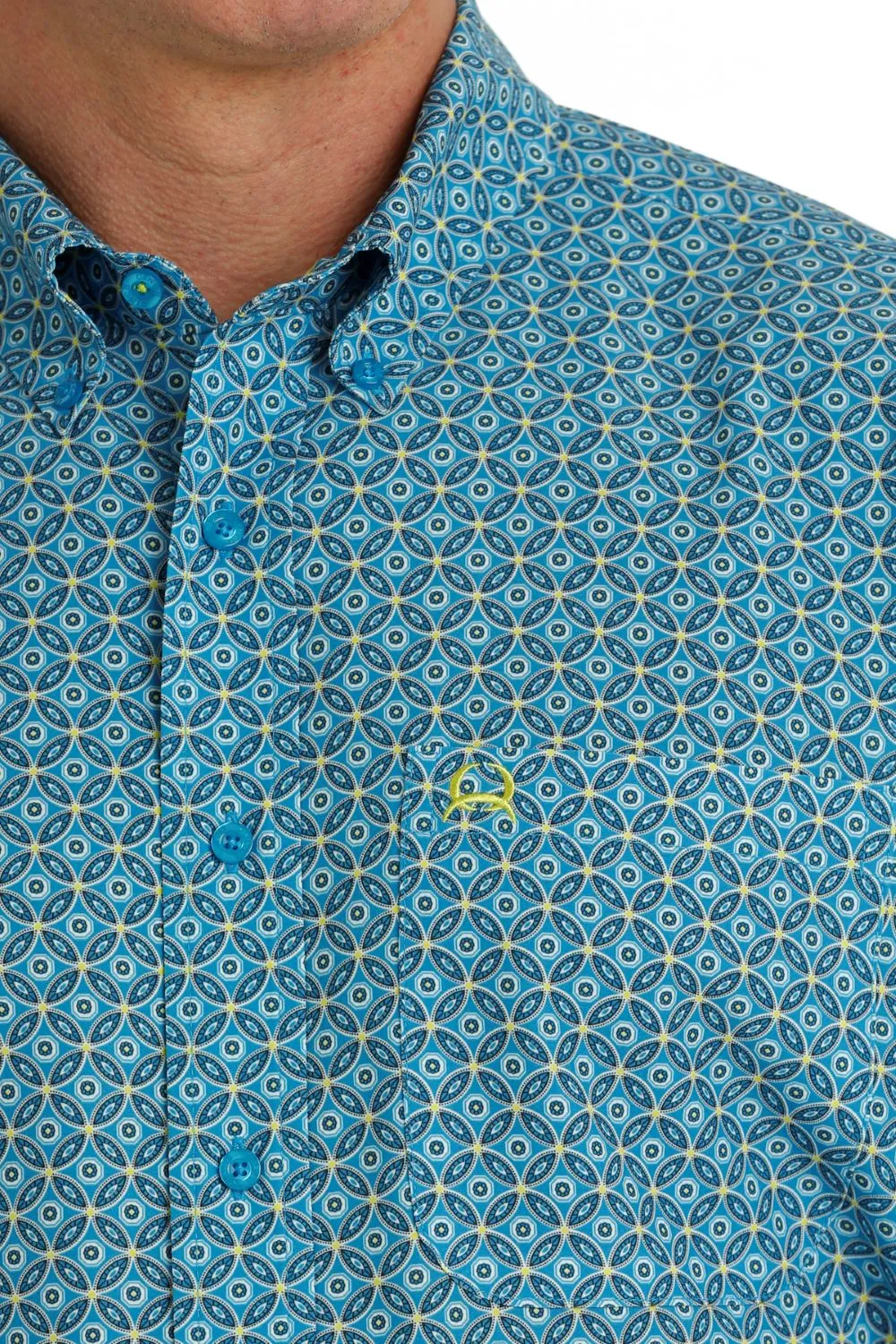 'Cinch' Men's Geo Print Arenaflex Button Down - Blue