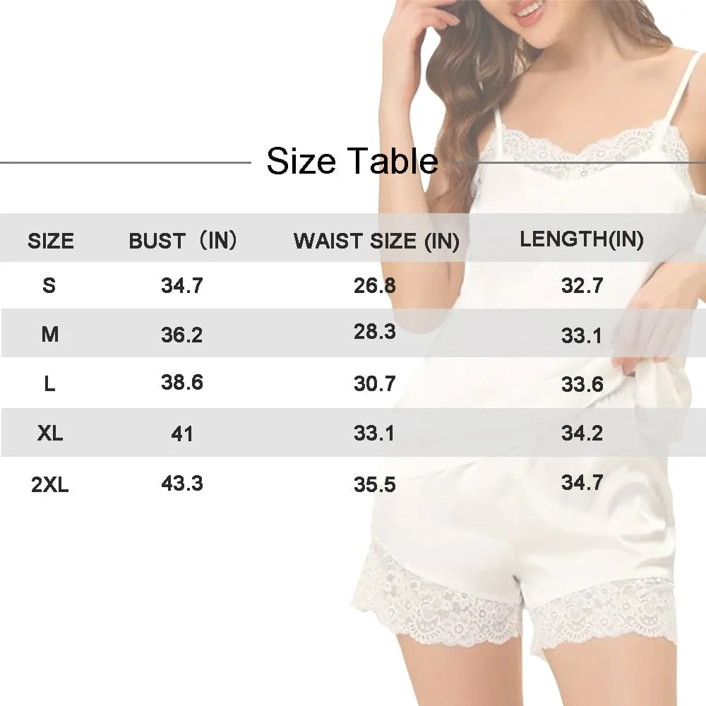 Custom Photo Flowers Lace Cami Pajamas Personalized Women's Nightwear Set