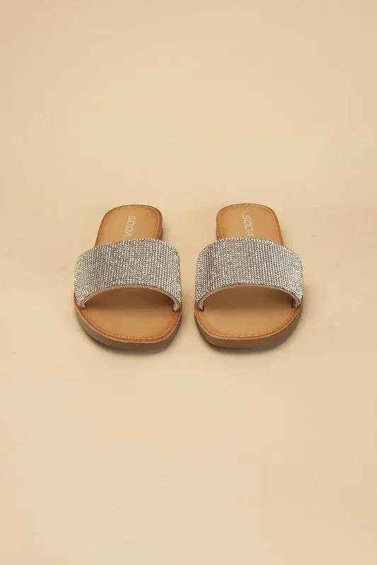 Dazzling Rhinestone Slide Sandals