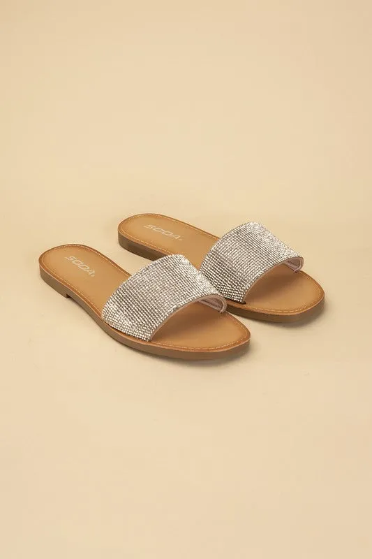 Dazzling Rhinestone Slide Sandals