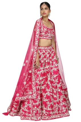 Deep pink lehenga set.