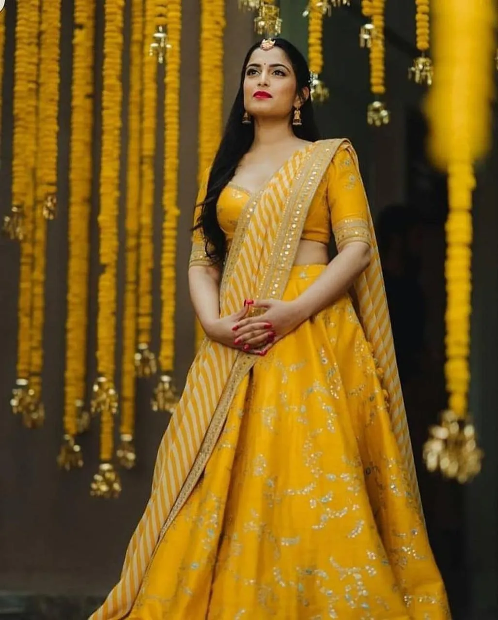 DESIGNER YELLOW HEAVY BANGALORI SILK lEHNGHA