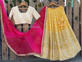 DESIGNER YELLOW PINK INDIAN WEDDING SANGEET