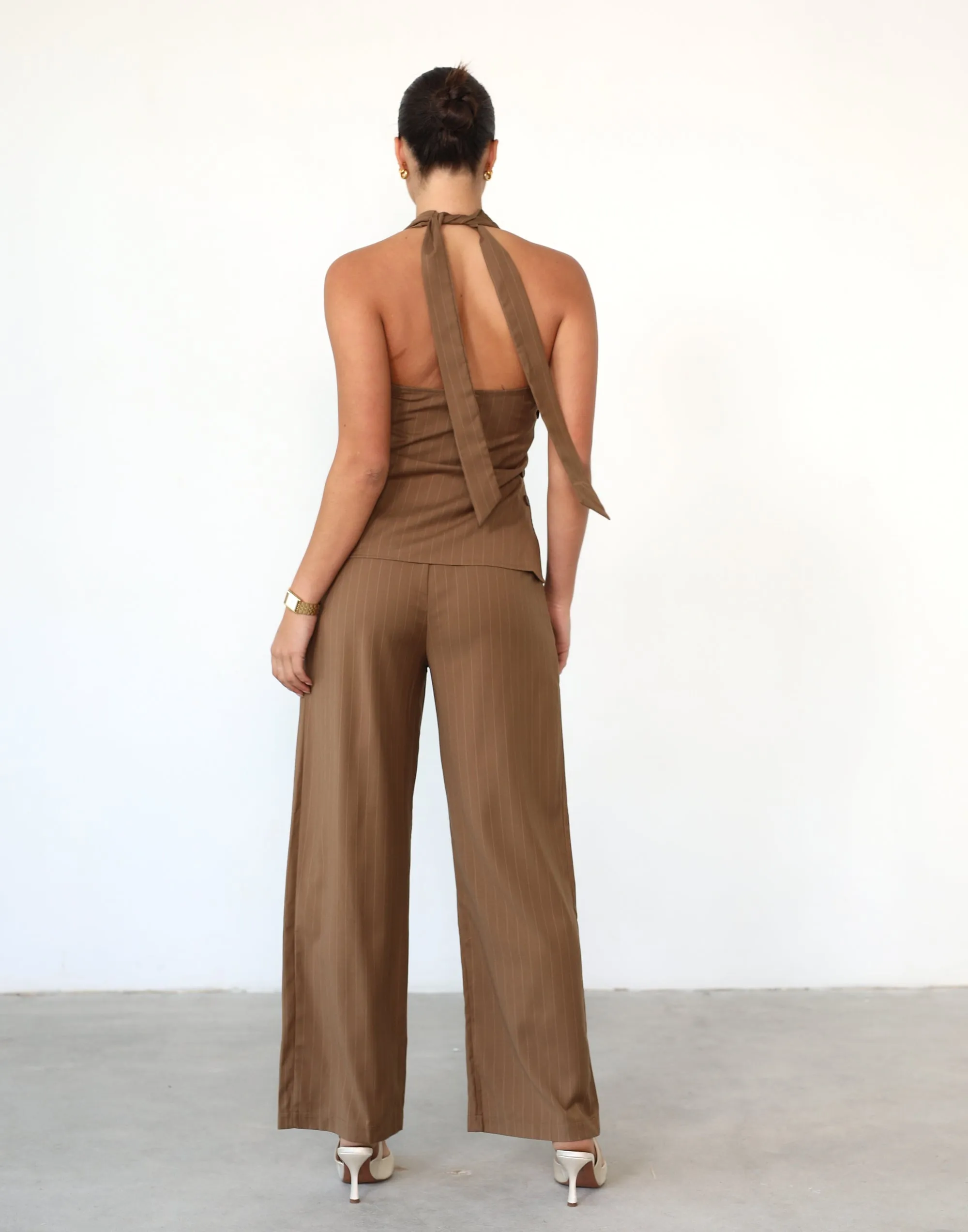 Devyn Pants (Brown Pinstripe)