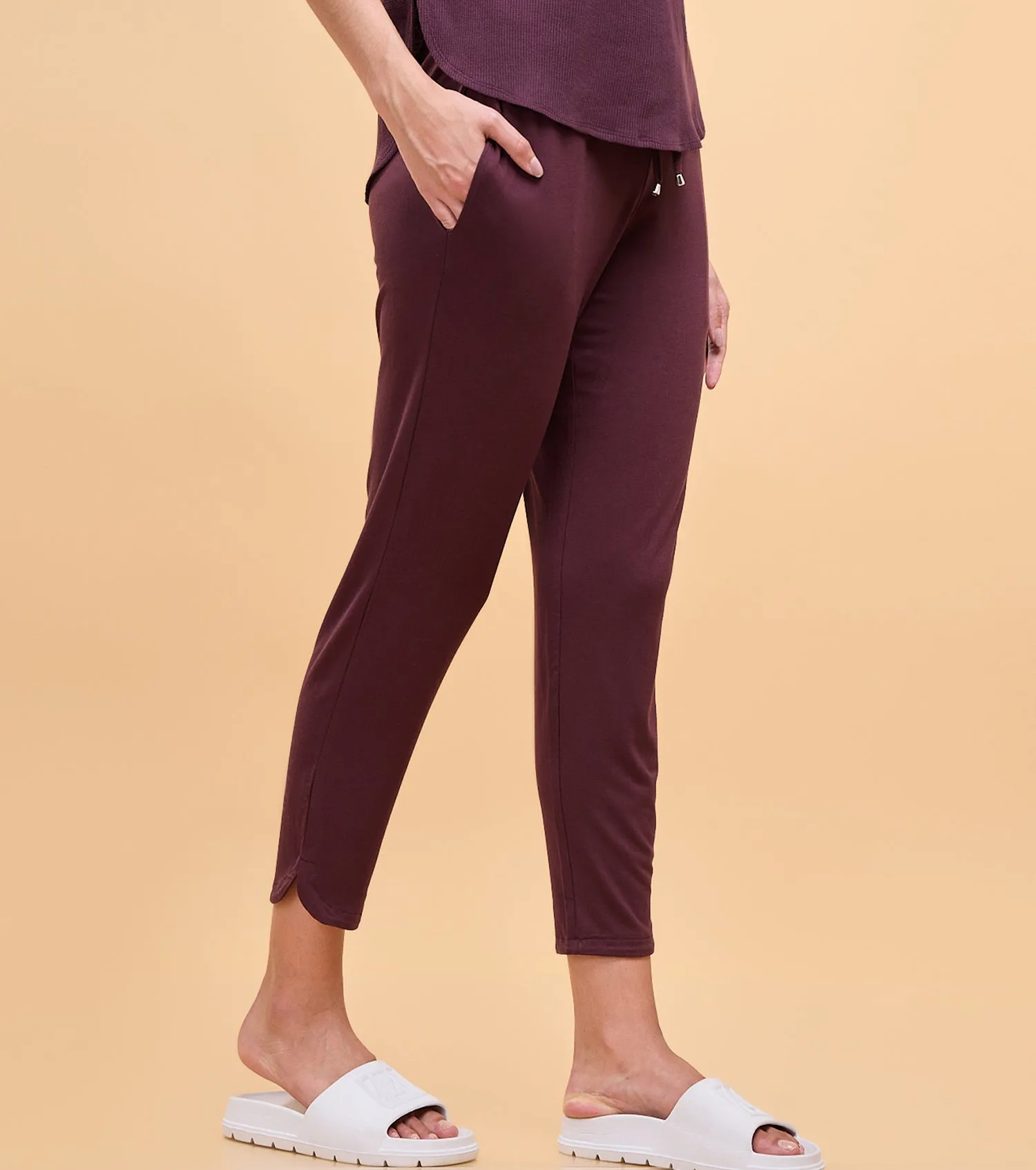 Enamor Essentials Womens E048-Mid Rise 7/8th Relaxed fit Lounge Pants