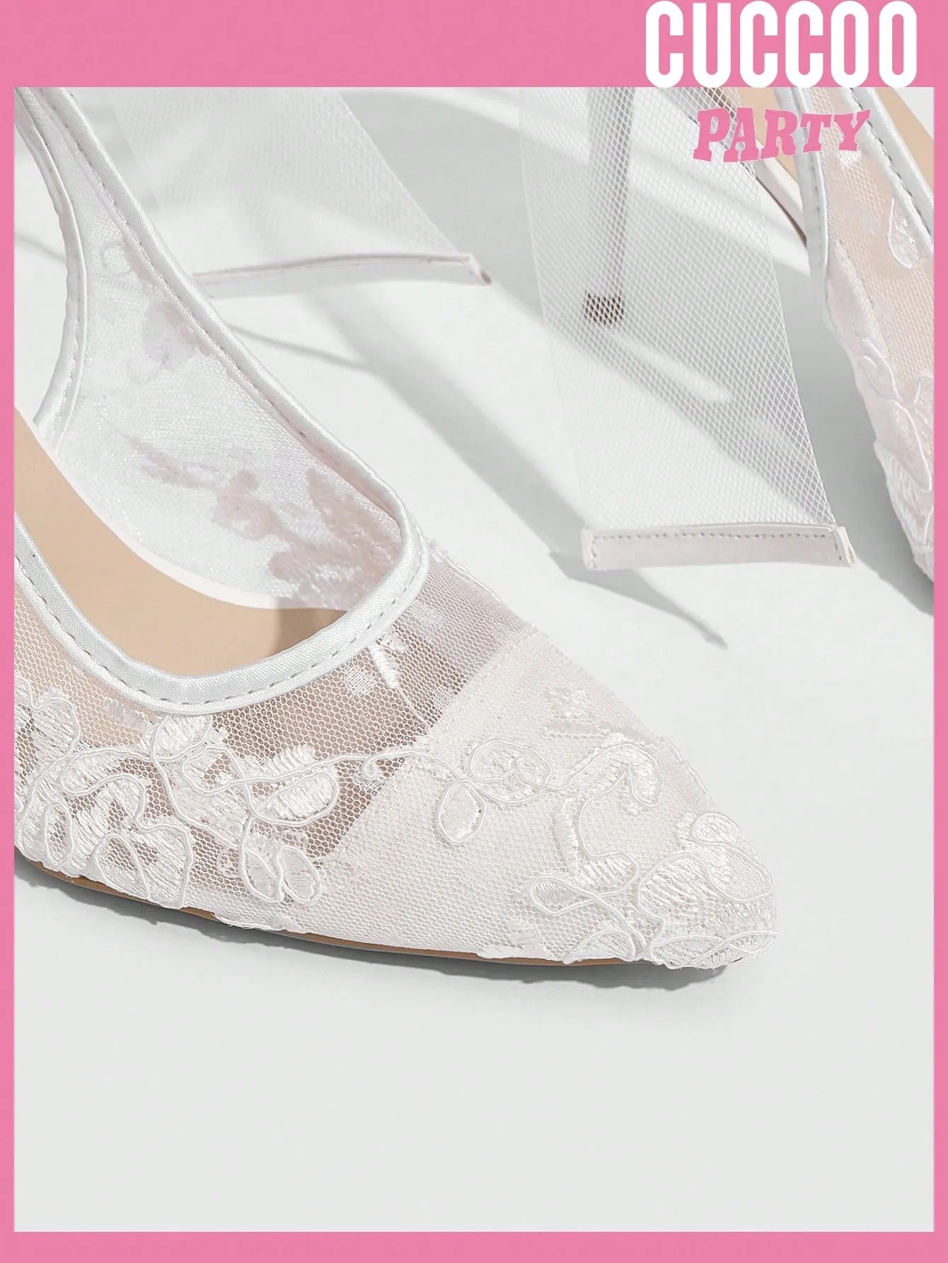 Fashionable Pointed Lace & Mesh Bow Stiletto Wedding Pumps For Women For Spring And Summer