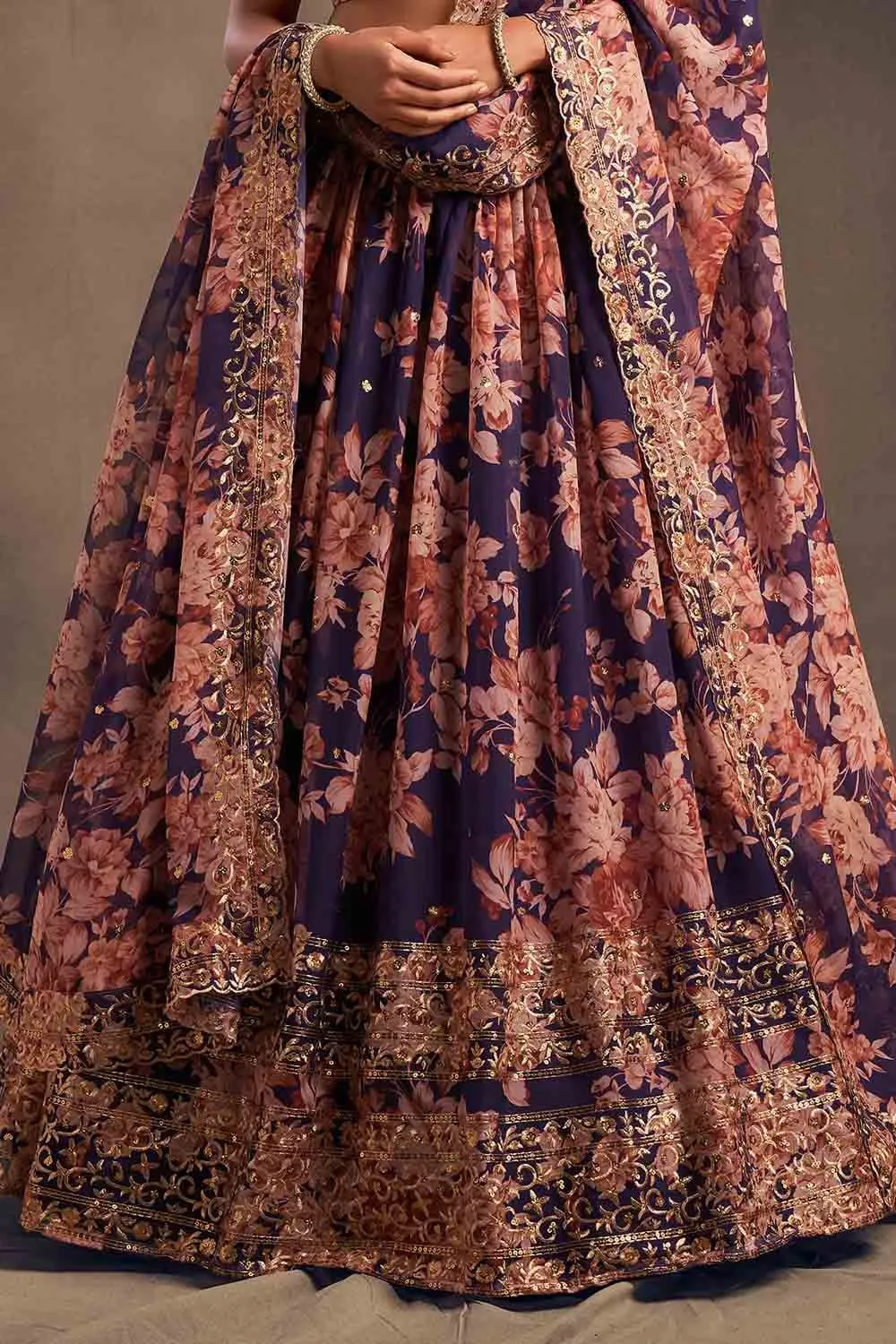 French Violet Lehenga Choli