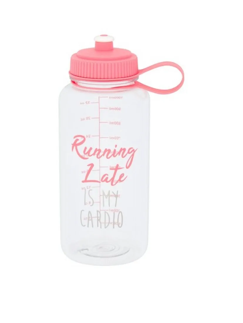 Fuel Your Fitness: Inspiring Water Bottle with Running Late is My Cardio Print