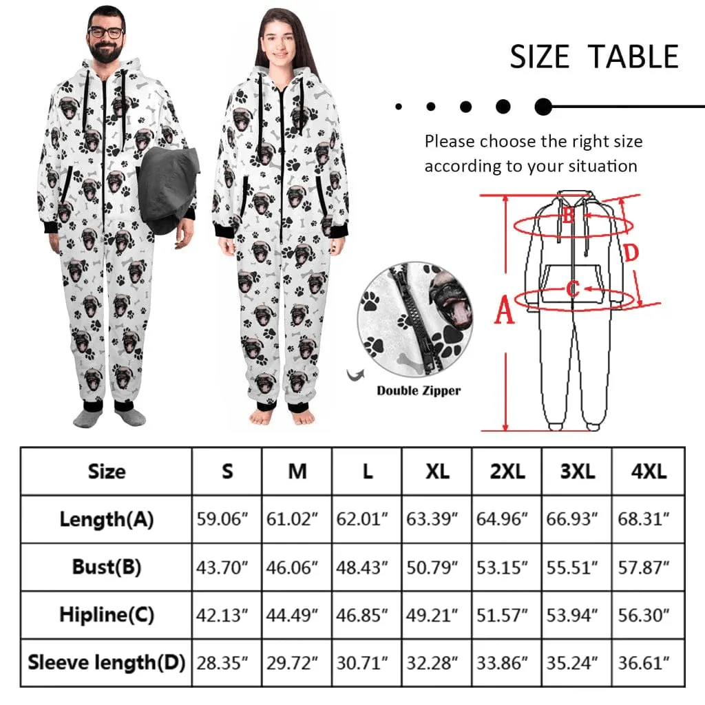 Funny Flannel Fleece Adult Onesie Pajamas Custom Face Christmas Snow Printed Jumpsuit Homewear