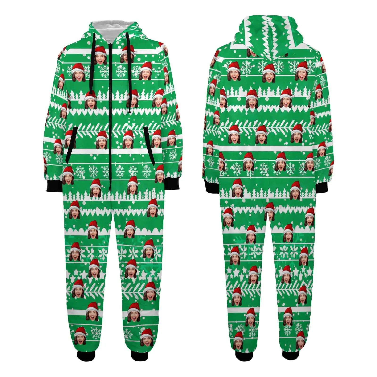 Funny Flannel Fleece Adult/Kid Onesie Pajamas Custom Face Christmas Jumpsuit Homewear