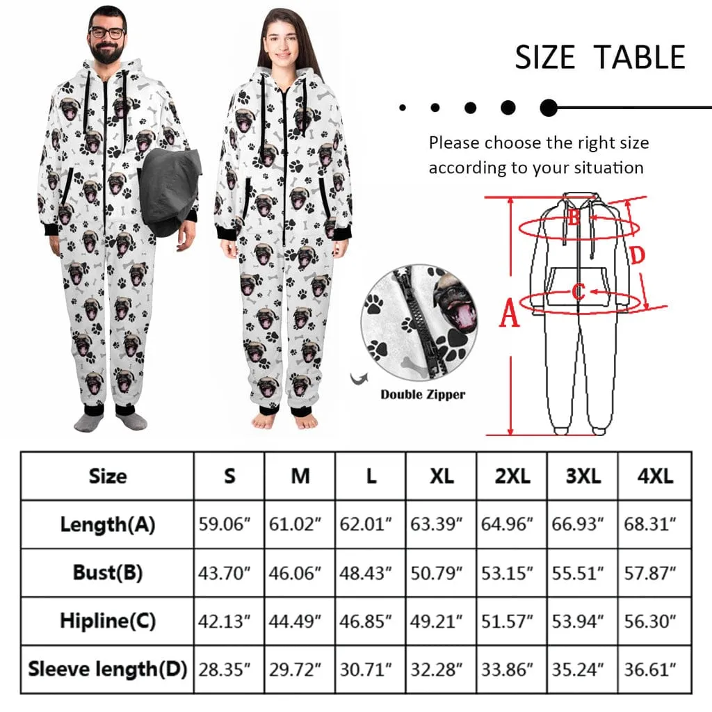 Funny Flannel Fleece Adult/Kid Onesie Pajamas Custom Face Christmas Jumpsuit Homewear