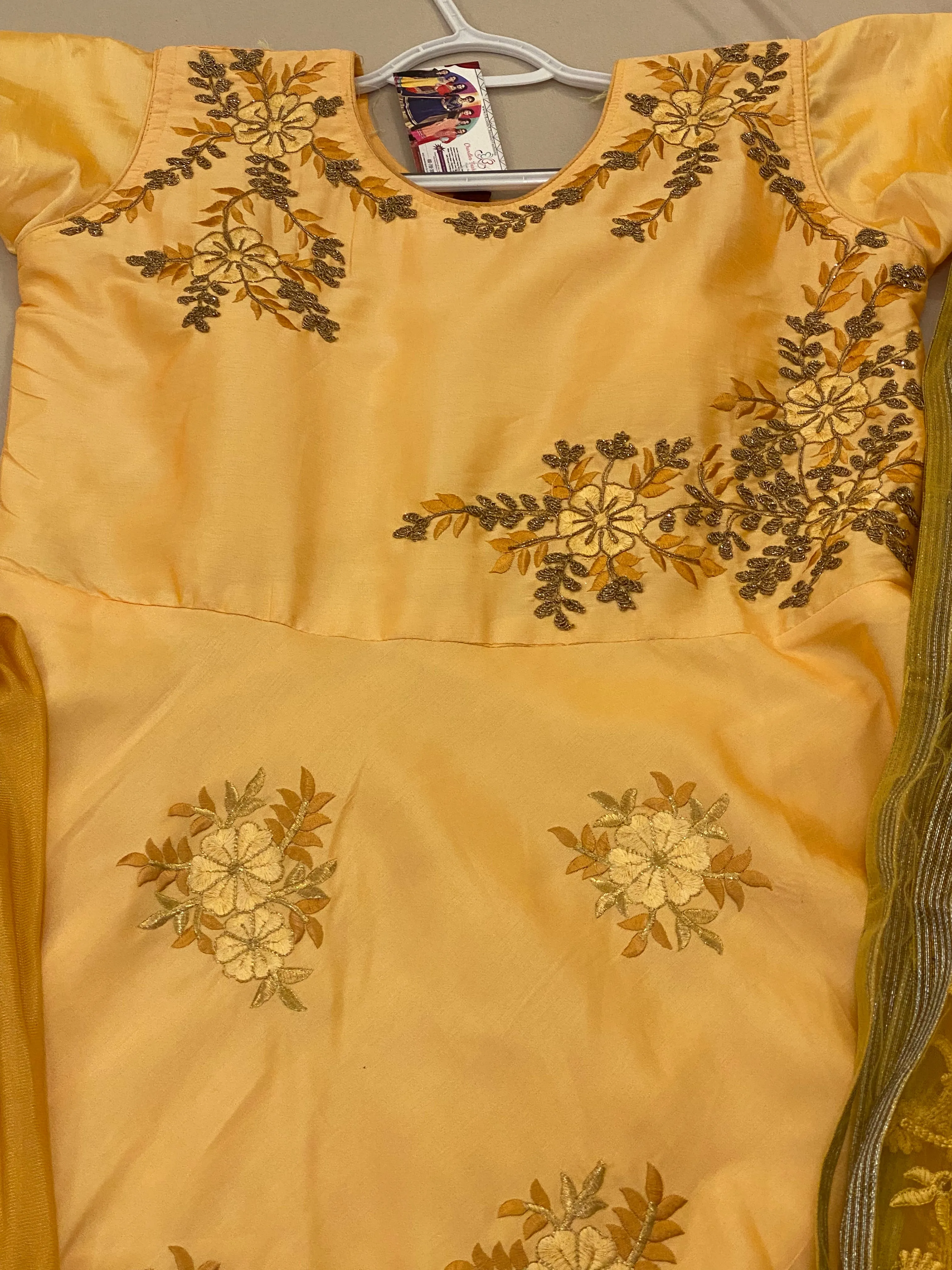 Gorgeous Yellow Color Anarkali Suit With Bottom And Dupatta