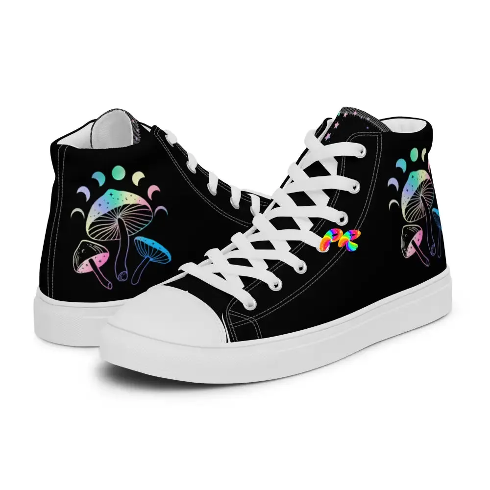 Holographic Mushrooms Women’s High Top Canvas Shoes