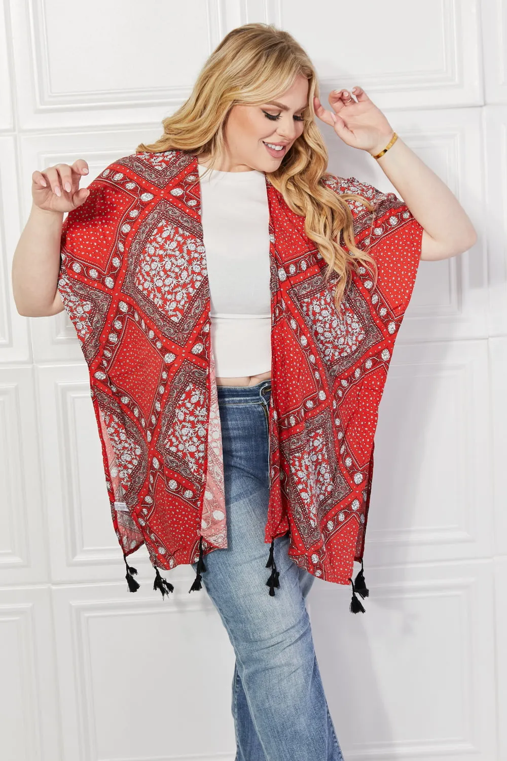 Justin Taylor Paisley Design Kimono in Red