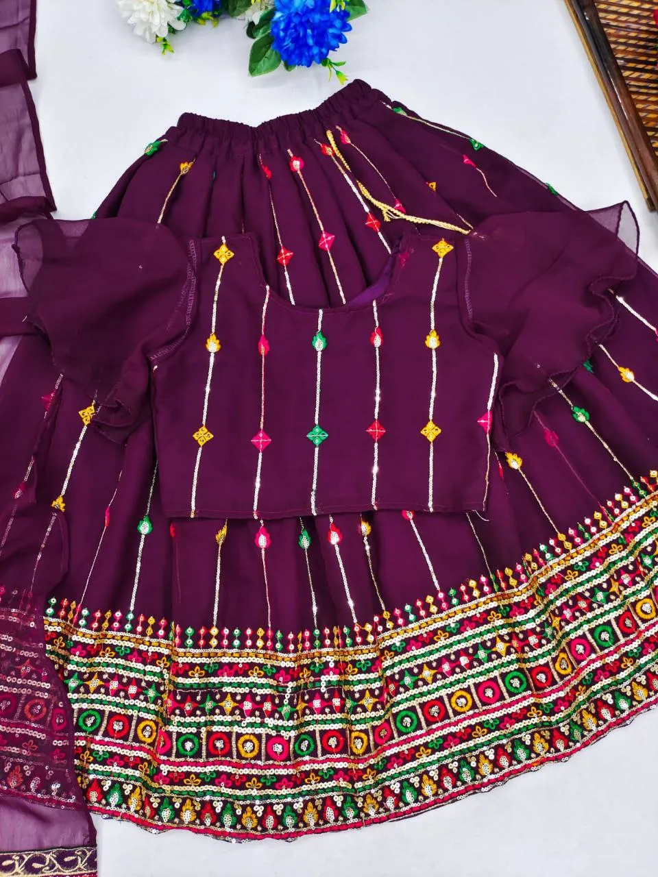 Kids Sequence Lehenga Blouse Dupatta