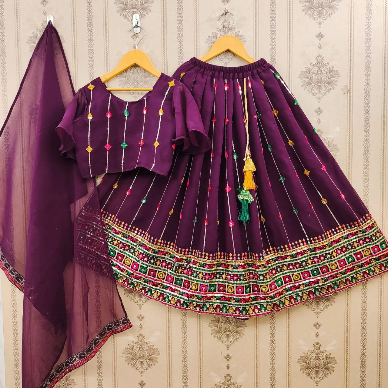 Kids Sequence Lehenga Blouse Dupatta