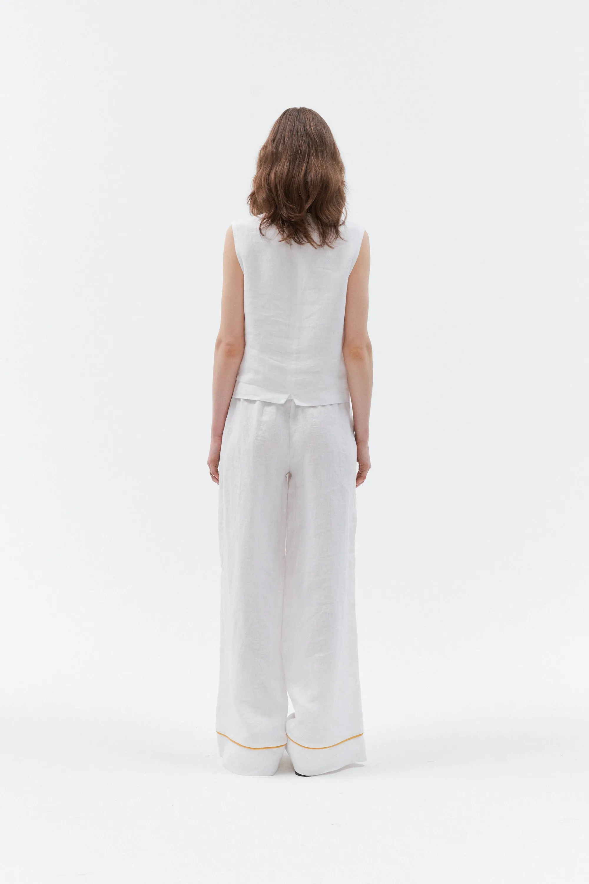 Linen pants with golden stripe "Impresionante" (Blue)