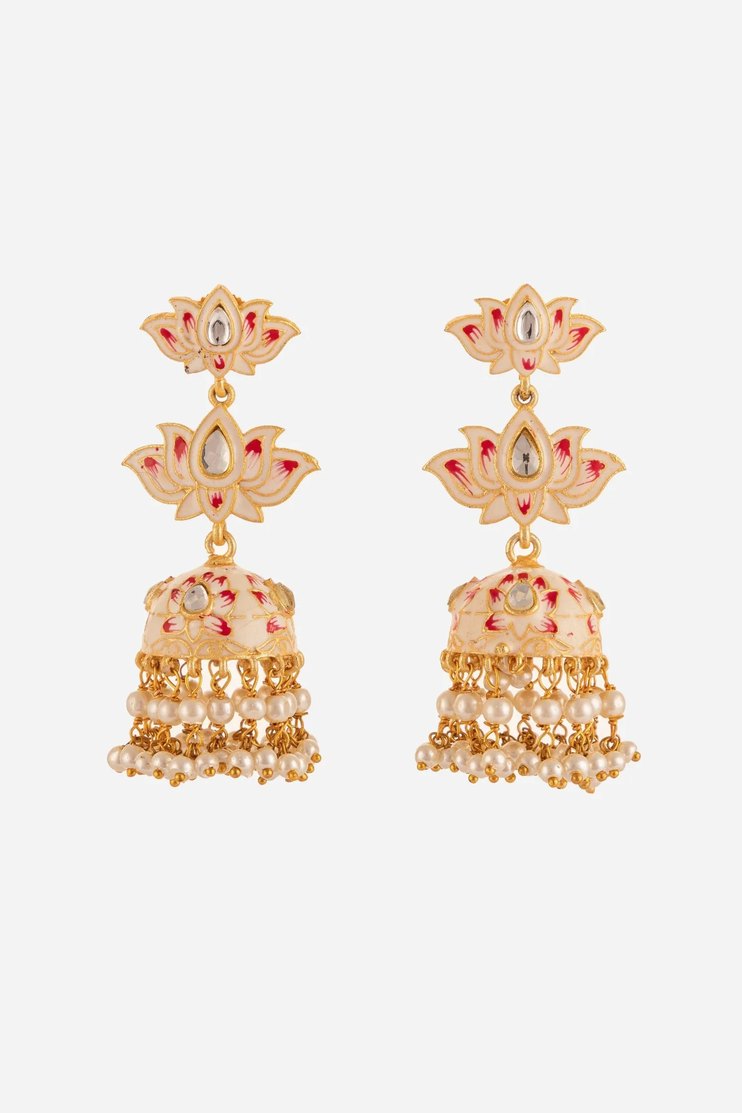 Lotus Motif Double Layered Jhumki