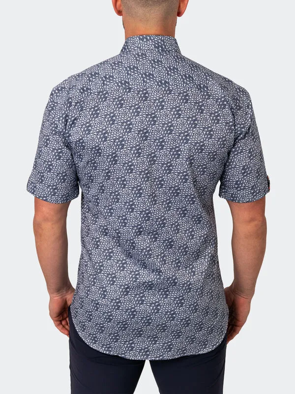 Maceoo Stretch Short-Sleeve Shirt | Galileo Dandelions Blue