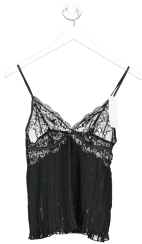 M&S Black Sheer Pleated Night Top UK 8