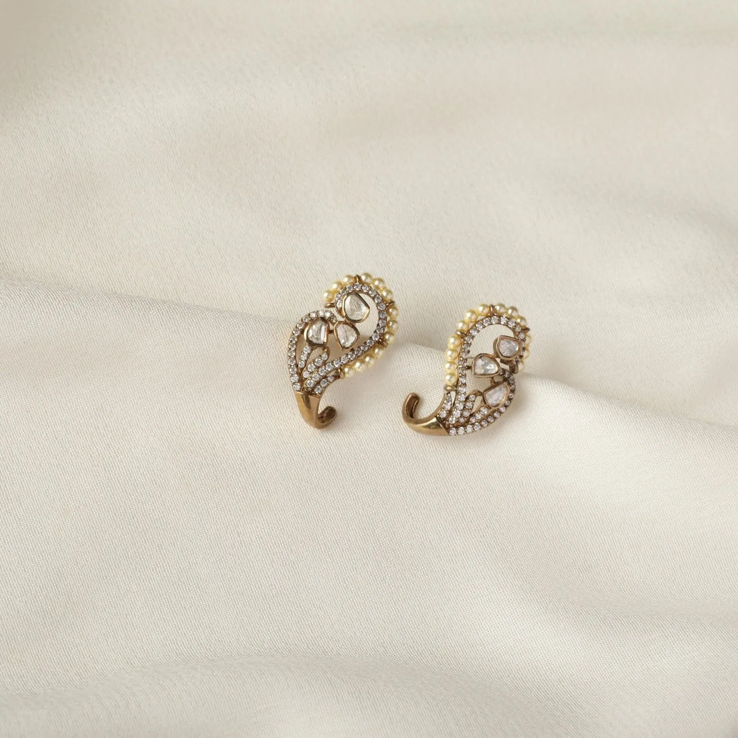 Mango Moissanite Silver Huggie Earrings