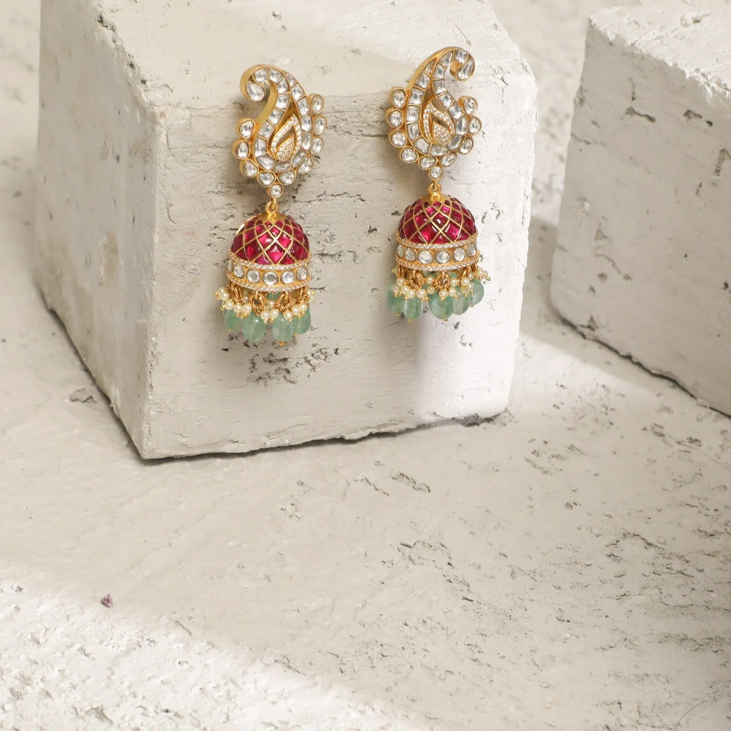 Mango Motif Grand Silver Jhumki Earrings