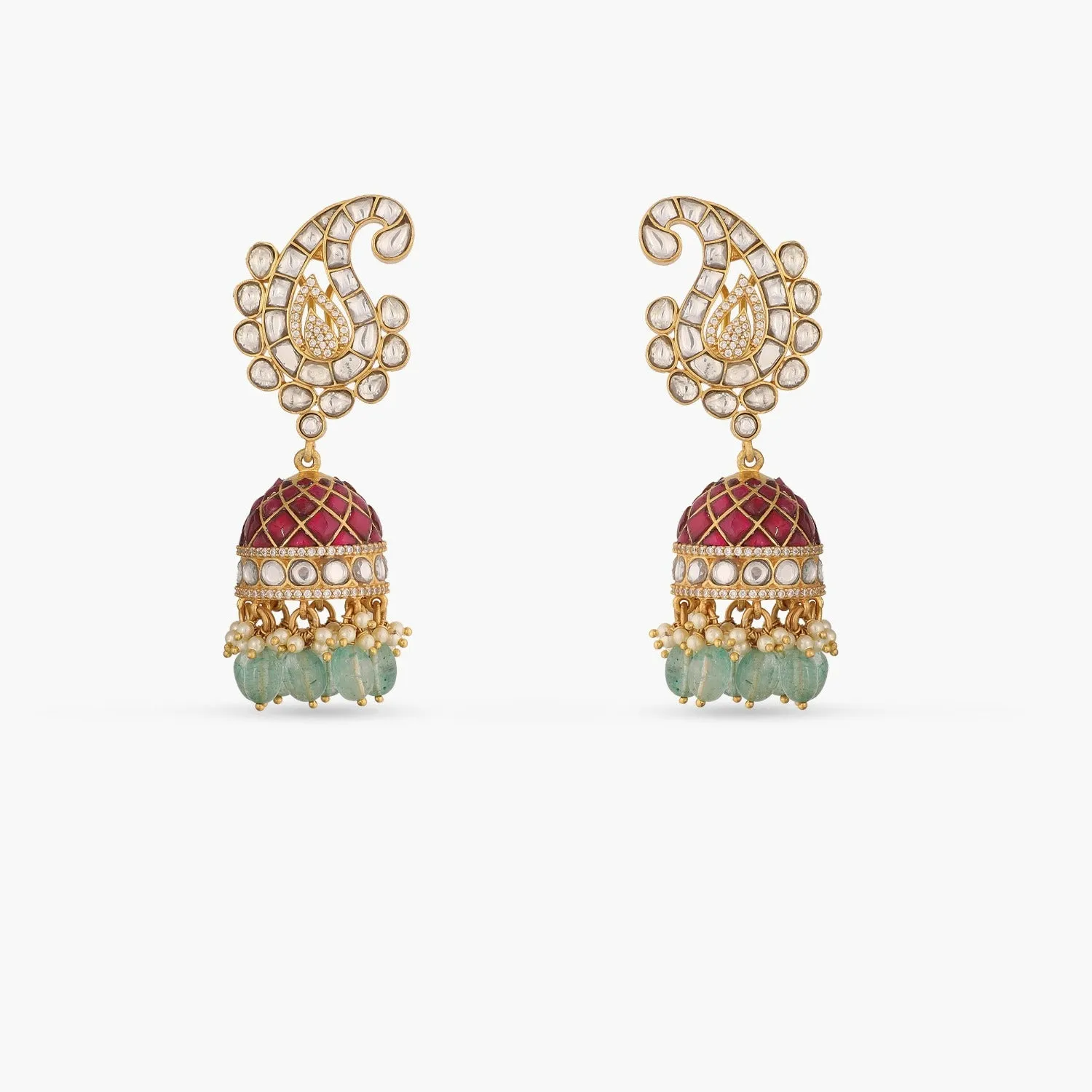 Mango Motif Grand Silver Jhumki Earrings