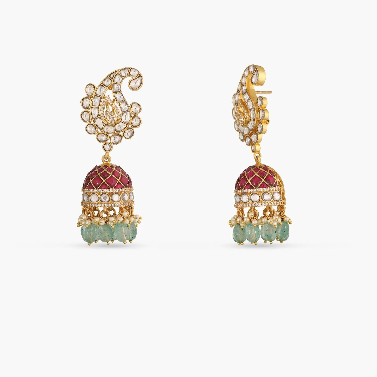 Mango Motif Grand Silver Jhumki Earrings