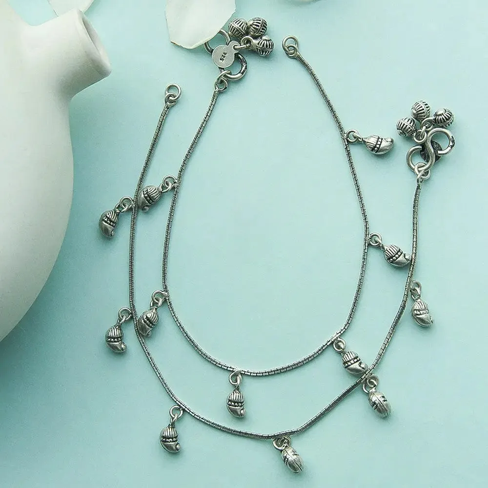 Mango Motif Silver Anklet