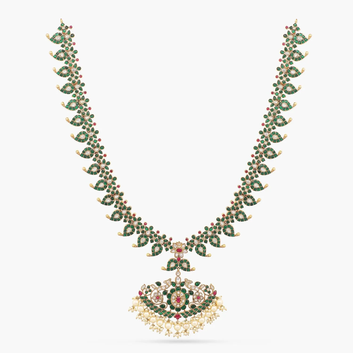 Mankani Kempu Mango Silver Long Necklace