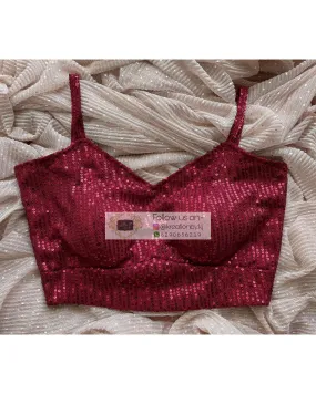 Maroon Sequins Strappy Blouse