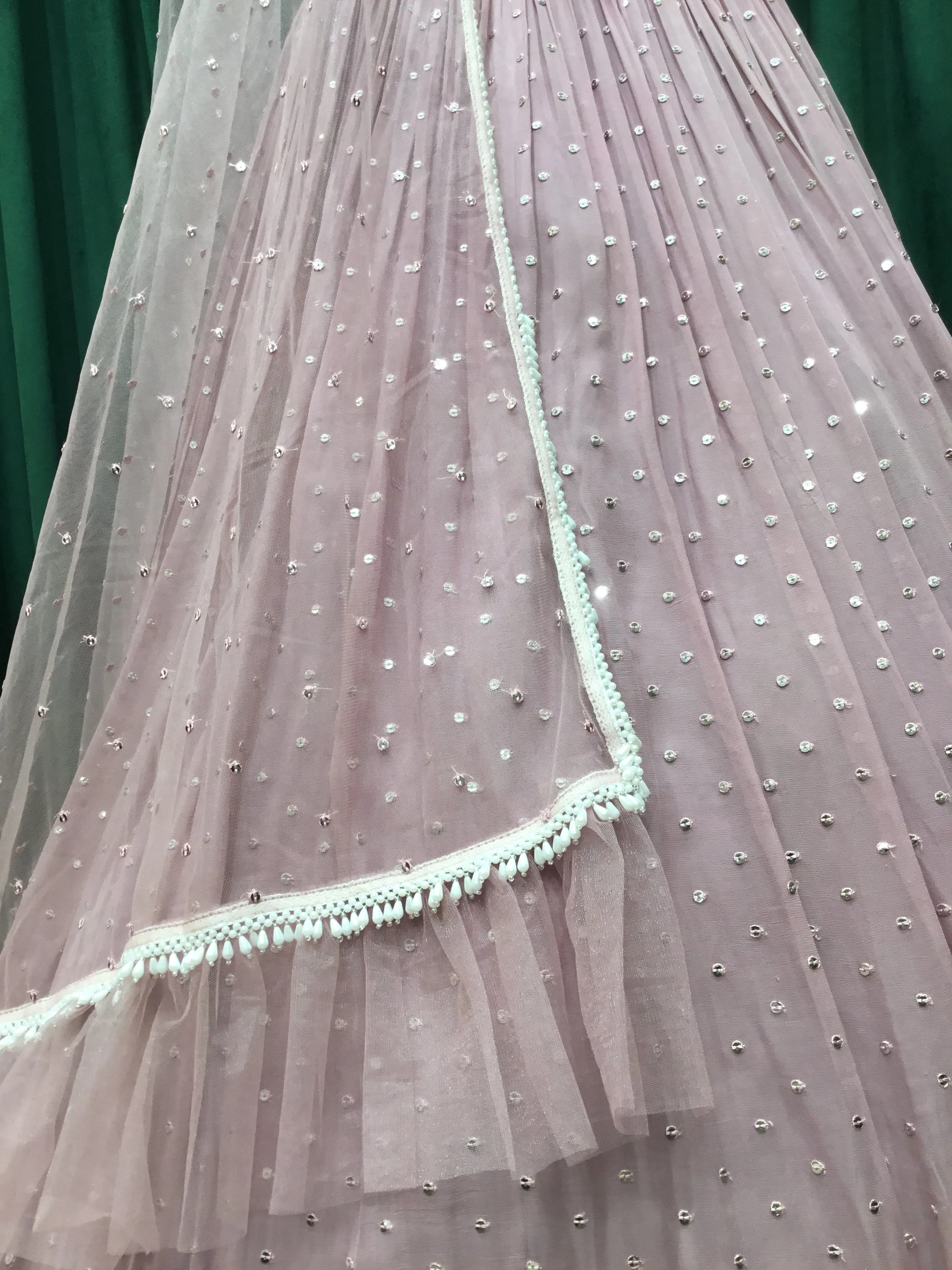 Mauves Pink Georgette Lehengas With Sequins and Pearl Work